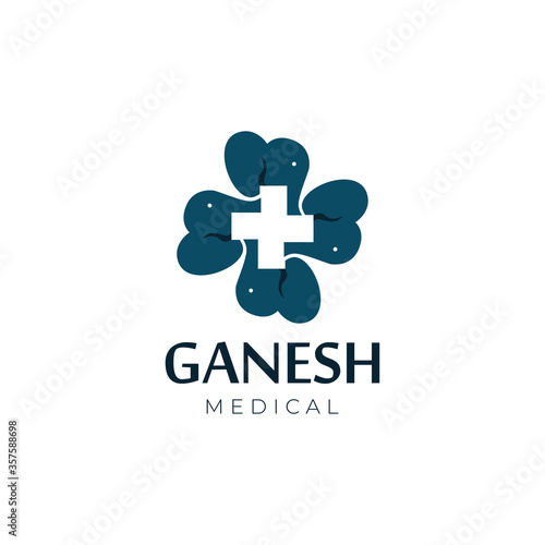 ganesh medical logo, creative elepant make a cross vector