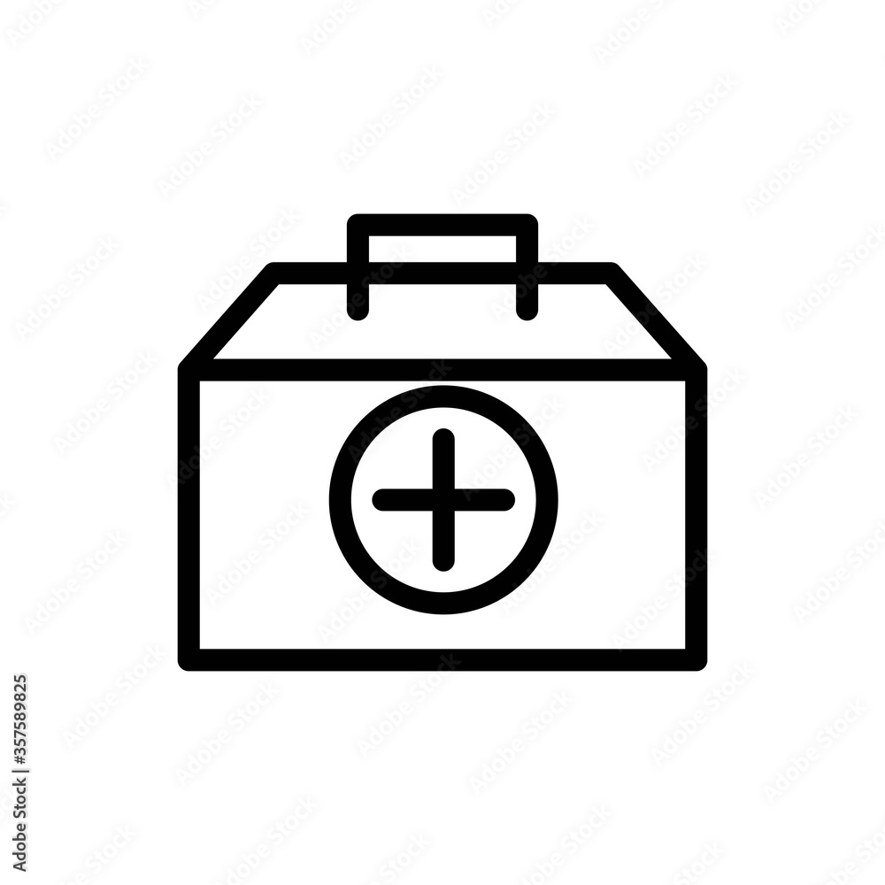 First aid kit icon in line design style. Emergency help sign. First aid kit icon in line design style. Emergency help sign.