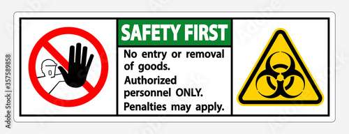 Safety First Quarantine Holding Area Sign Isolated On White Background,Vector Illustration EPS.10