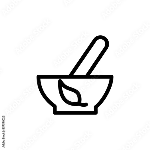 Mortar and pestle icon. Traditional herbal medicine symbol.