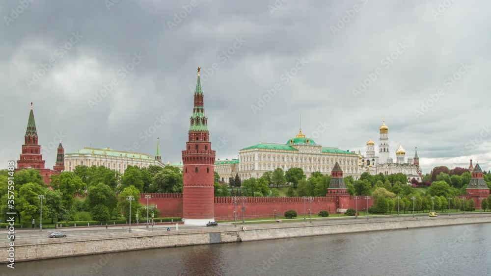 Kremlin, Moscow, Russia. Official Classic view. Best view of the Kremlin from a bridge over the Moscow River. Version 60 fps Kremlin, Moscow, Russia. Official Classic view. Best view of the Kremlin from a bridge over the Moscow River. Version 60 fps