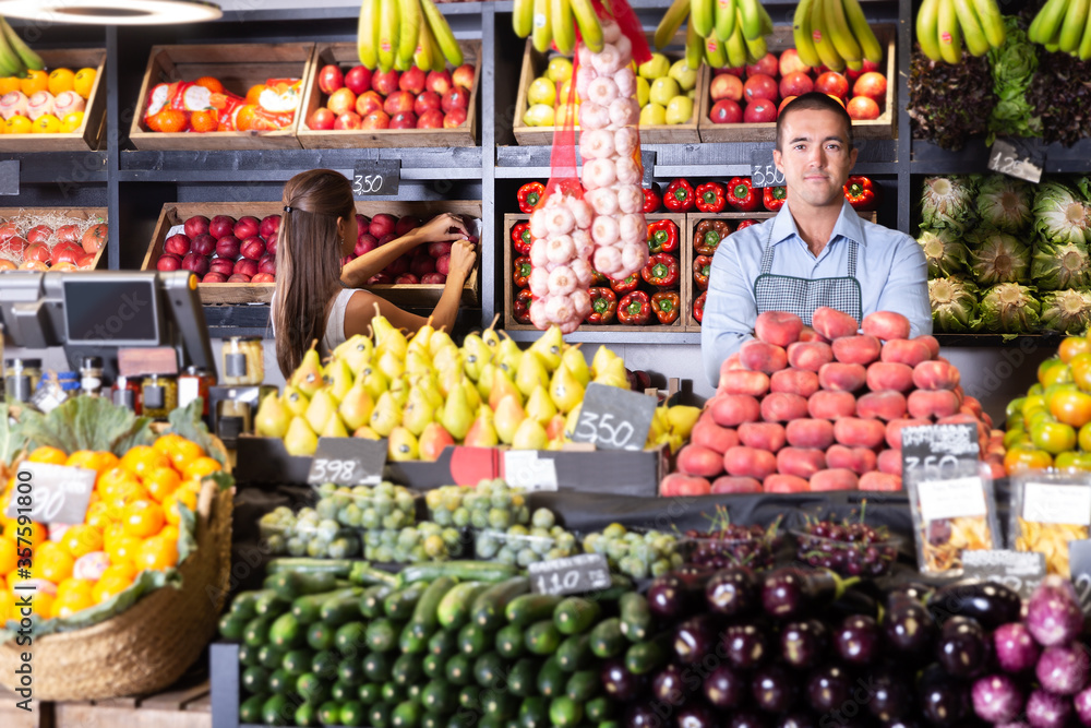 Man selling fruits and vegetables