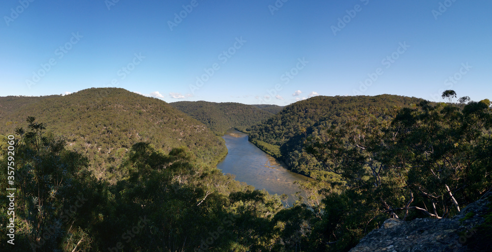 Beautiful panoramic view of Naa Badu Lookout on Berowra Creek in the Berowra Valley National Park, New South Wales, Australia	