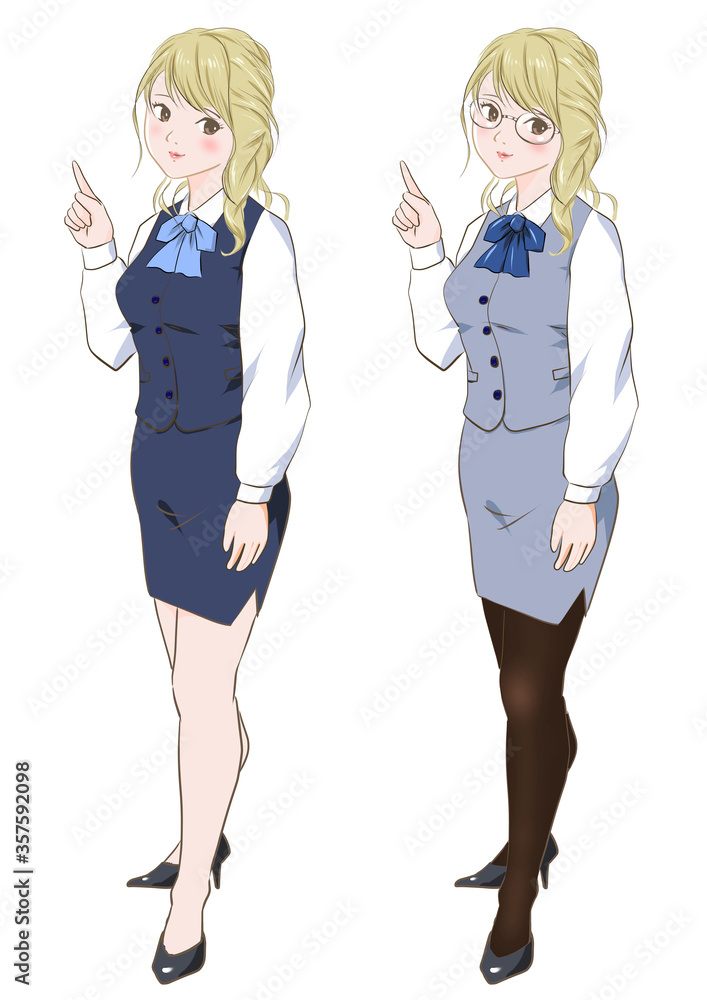 立っている制服姿の女性　ビジネスウーマン