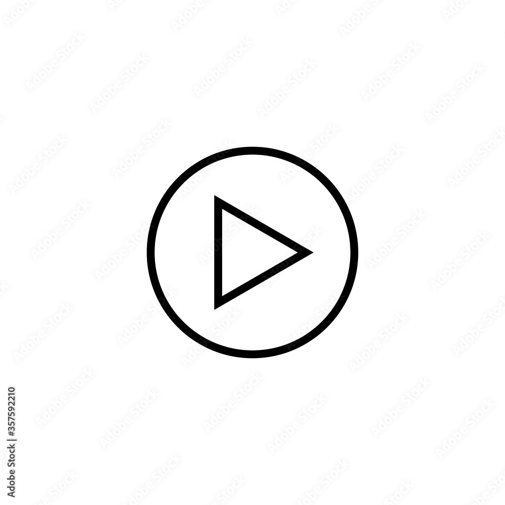 Play button icon in black line style icon, style isolated on white background Play button icon in black line style icon, style isolated on white background