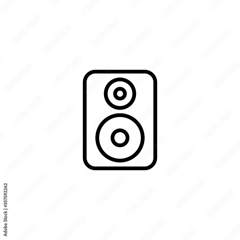 Sound box vector icon in black line style icon, style isolated on white background Sound box vector icon in black line style icon, style isolated on white background