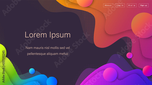 Abstract Colorful Landing Page Template. Wavy Flowing Design Background. Aspect Ratio 16:9. EPS 10 Vector.