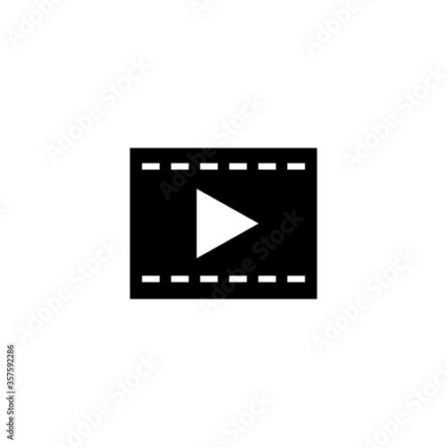 Video File Icon in black flat glyph, filled style isolated on white background