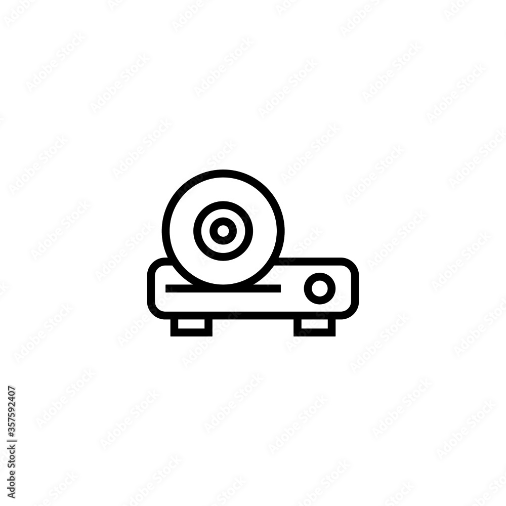 Cd player vector icon in black line style icon, style isolated on white background Cd player vector icon in black line style icon, style isolated on white background