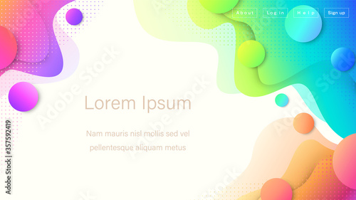 Abstract Colorful Landing Page Template. Wavy Flowing Design Background. Aspect Ratio 16:9. EPS 10 Vector.