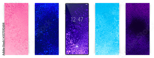Smartphone wallpapers set. Grunge backgrounds. Smartphone vector mockup. Trendy colors.