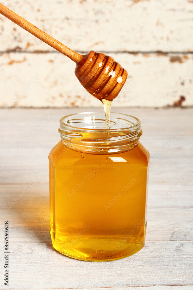 Jar of Honey with Honey Dipper Jar of Honey with Honey Dipper