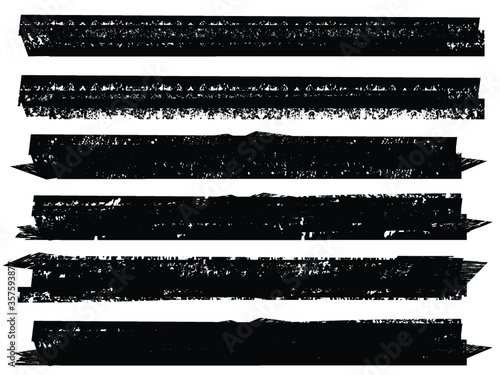 Grunge Paint Roller . Vector brush Stroke . Distressed banner . Black stripes isolated. paintbrush collection . Modern Textured shape . Dry border in Black . Bulge lines