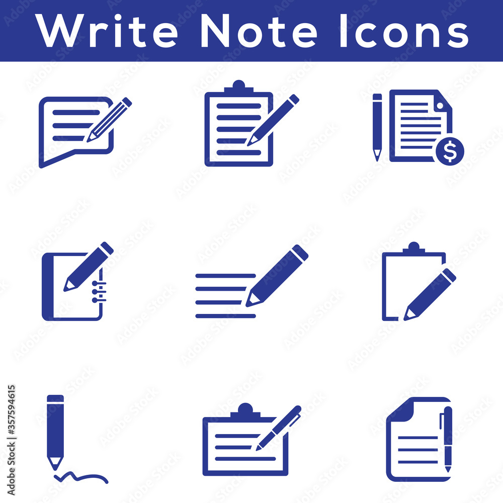 Write a note icon set - (Blue Version) Write a note icon set - (Blue Version)