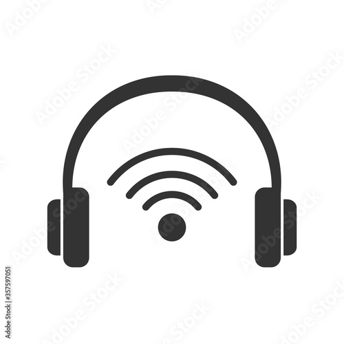 earphones audio device with wifi signal vector illustration