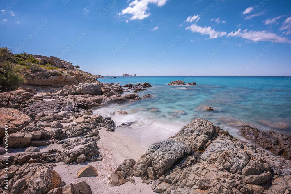 Turquoise sea and rugged coast of Corsica