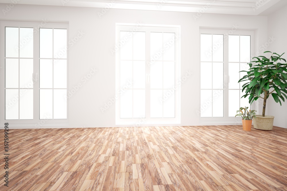 modern empty room with plants interior design. 3D illustration modern empty room with plants interior design. 3D illustration