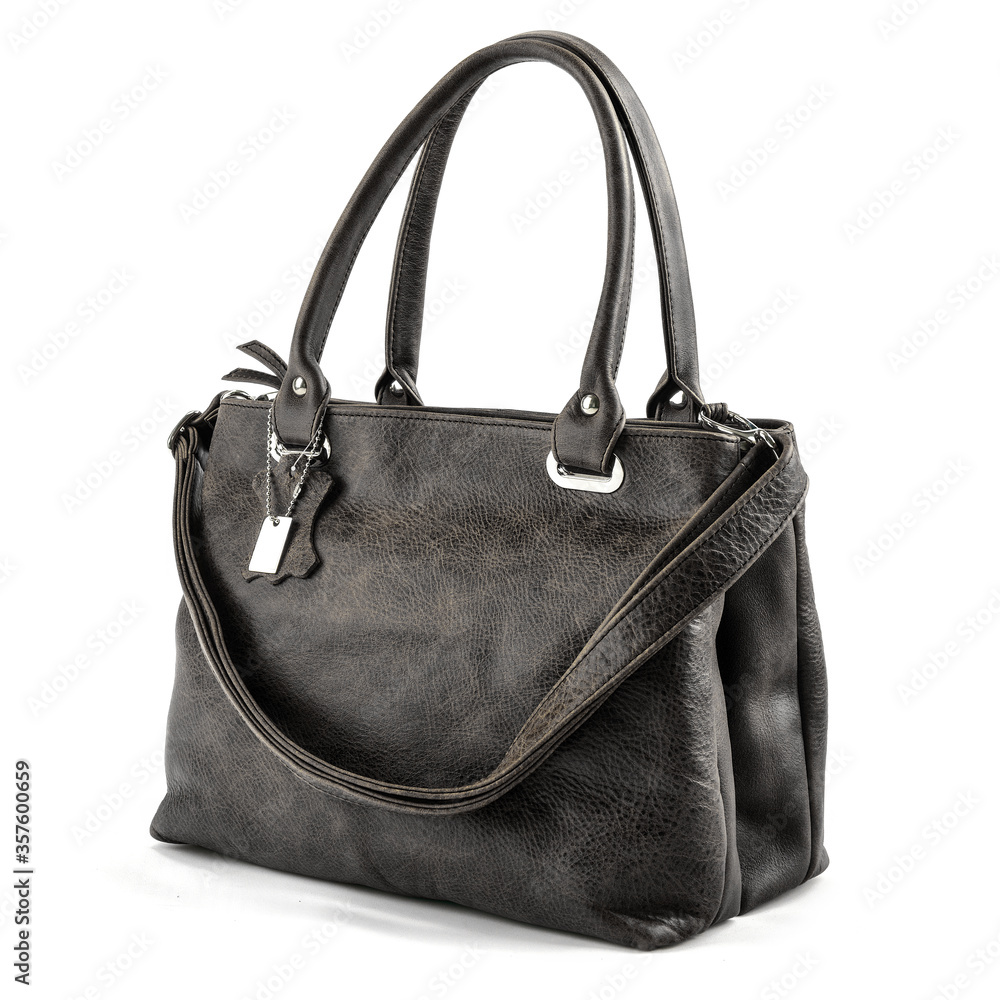 Elegant black leather woman's handbag isolated on white background, Women's Fashion Bags Elegant black leather woman's handbag isolated on white background, Women's Fashion Bags