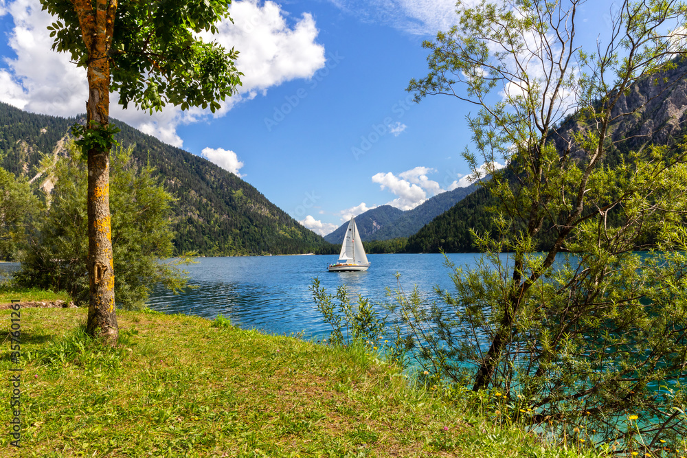 Beautiful view of Plansee in august, Austria