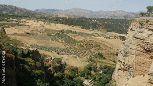 View from the Puente Nuevo bridge on the El Tajo canyon and scenic valley, Ronda, Spain