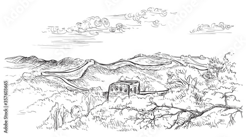 China hand drawing landmark 2