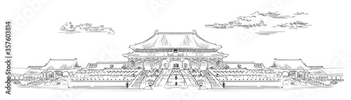 China hand drawing landmark 10