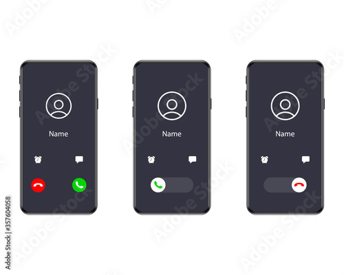 Incoming call on smartphone screen. 
