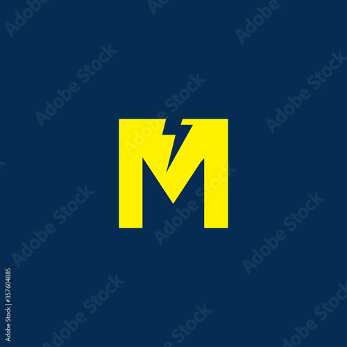 Initial letter m electric, thunder, power logo and icon vector illustration