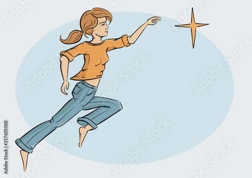 young woman catching stars
