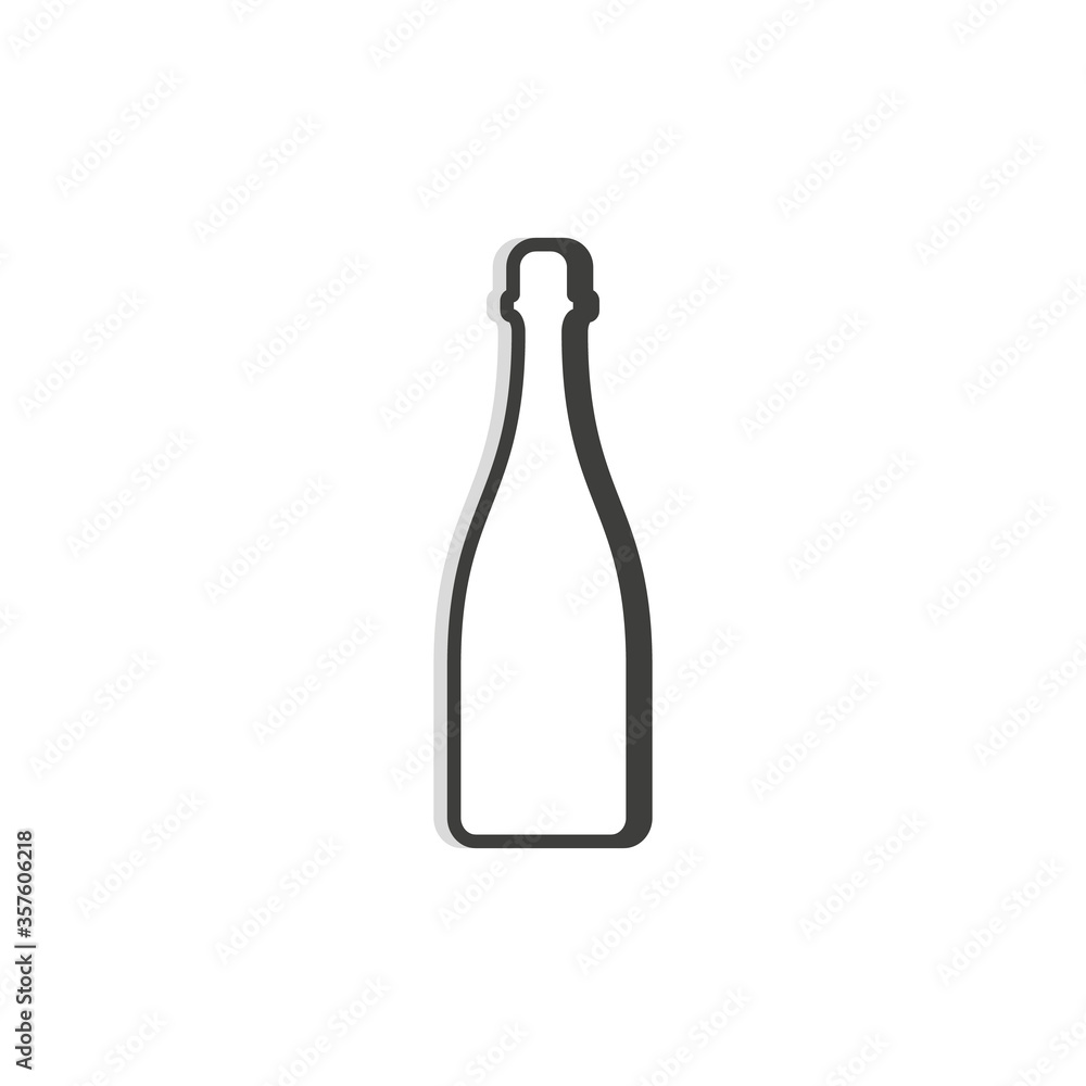 Shampagne bottle line. Simple template. Isolated object. Symbol in thin lines for alcoholic institutions, bars, restaurants, pubs and night clubs. Dark outline. Flat illustration on white background Shampagne bottle line. Simple template. Isolated object. Symbol in thin lines for alcoholic institutions, bars, restaurants, pubs and night clubs. Dark outline. Flat illustration on white background
