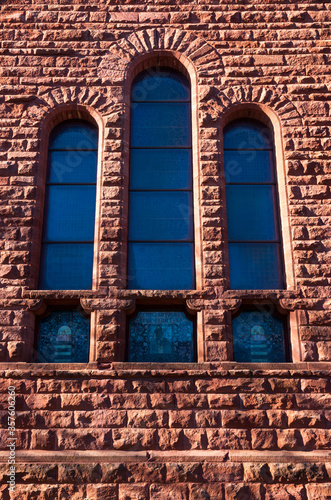 architectural detail of building wall and windows