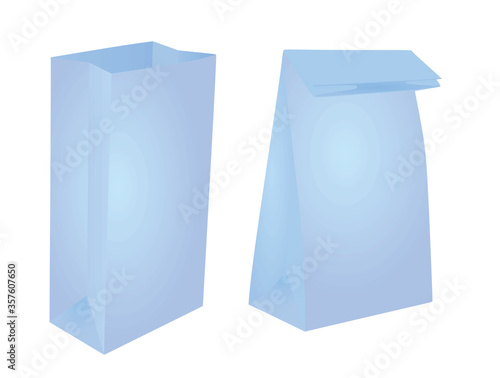 Blue paper bag. vector illustration
