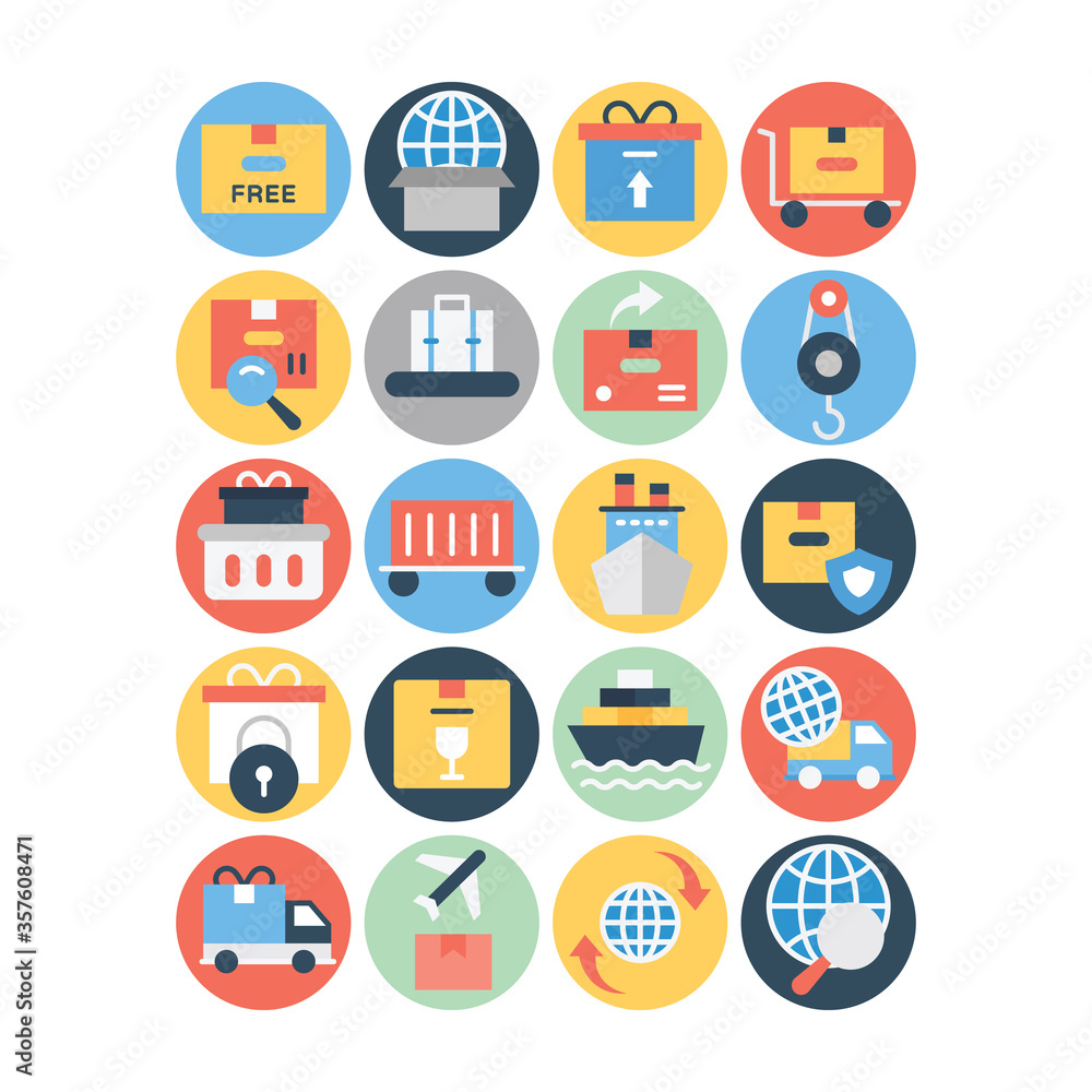 International Freight Flat Rounded Vectors Pack International Freight Flat Rounded Vectors Pack