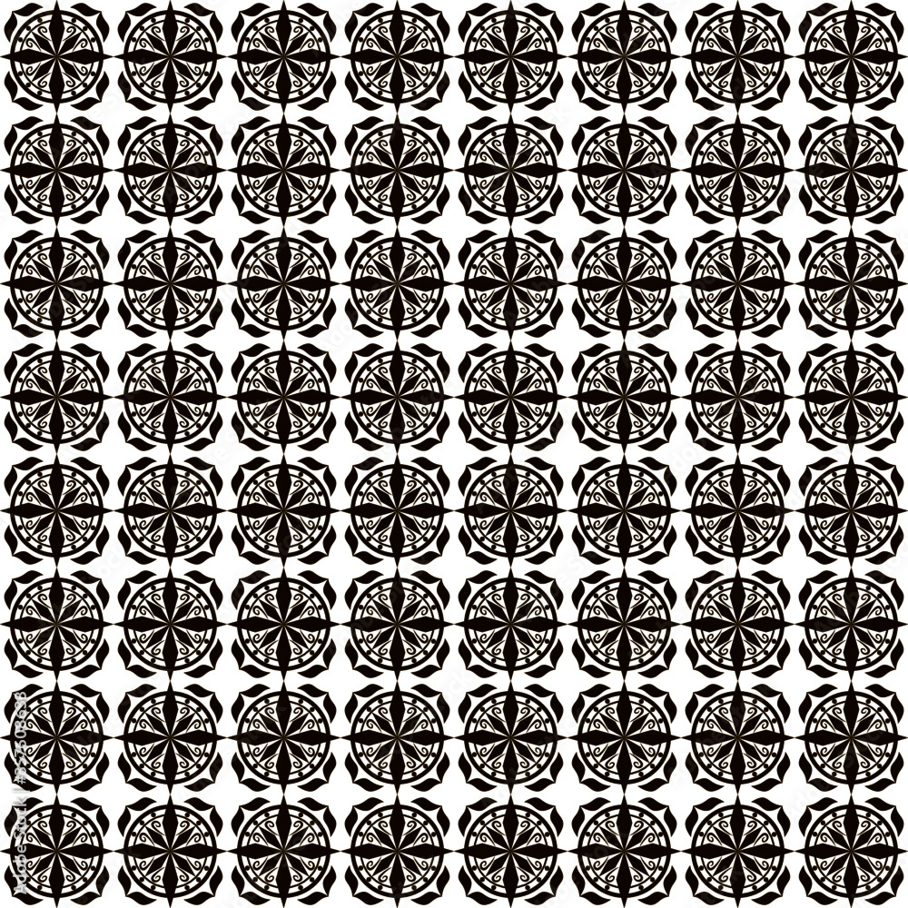 set of black and white floral patterns