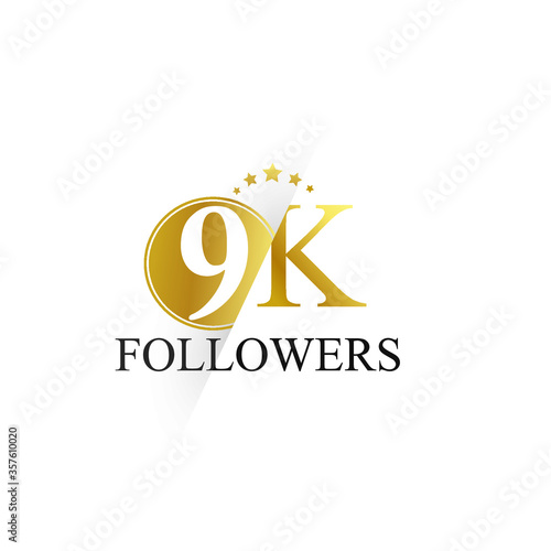 9K,9.000 Follower Thank you simple design isolated on white background for social media, internet, website - Vector photo