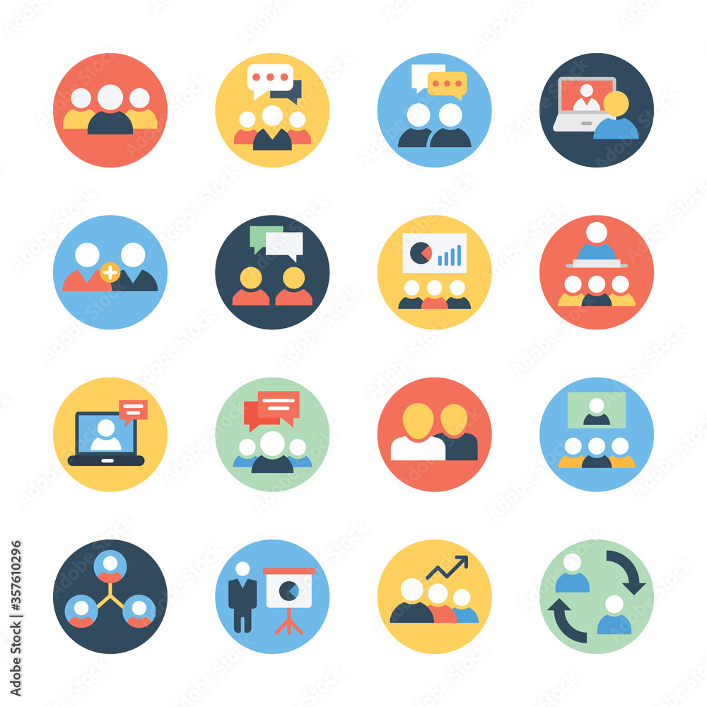Business Communication Flat Rounded Pack 