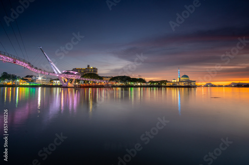 sunset with the bridge & mosque