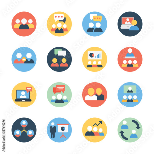 Business Communication Flat Rounded Pack 