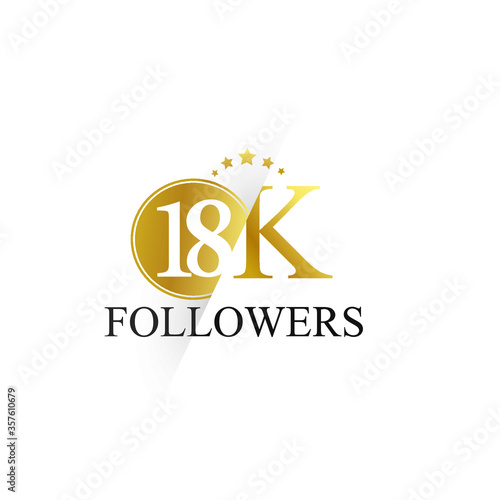 18K,18.000 Follower Thank you simple design isolated on white background for social media, internet, website - Vector