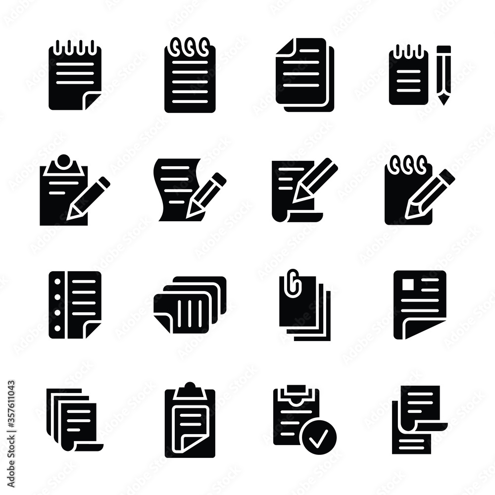 Pack Of Notebook Glyph Icons Pack Of Notebook Glyph Icons