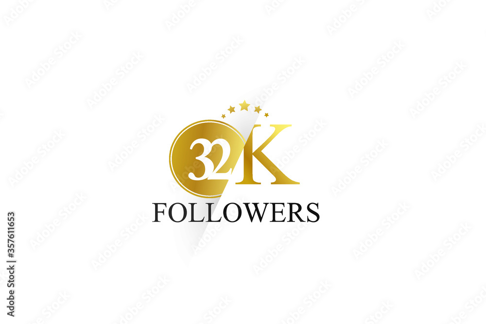 32K,32.000 Follower Thank you simple design isolated on white background for social media, internet, website - Vector