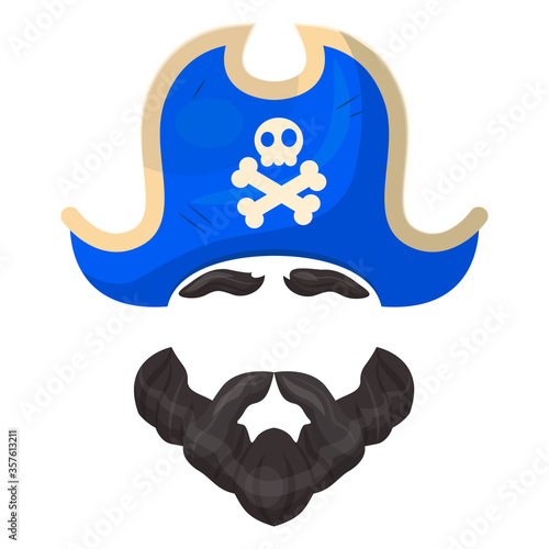 Pirate mask icon, entertainment and costume fun