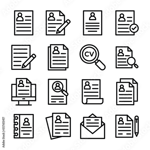 Curriculum Vitae Line Icons Pack