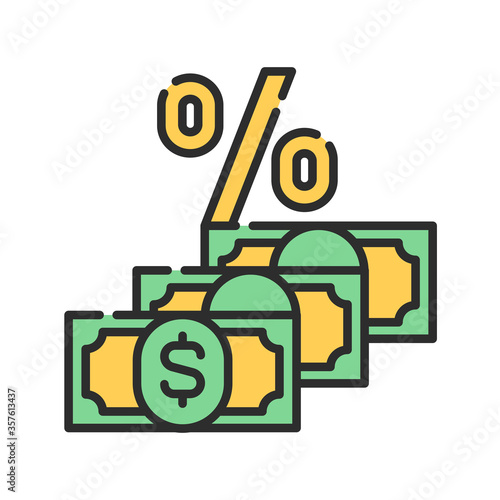 Dividend color line icon. Shareholder payments from net profit. Pictogram for web page, mobile app, promo. UI UX GUI design element. Editable stroke.