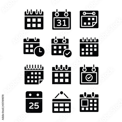 Table Calendar Glyph Vectors Pack 