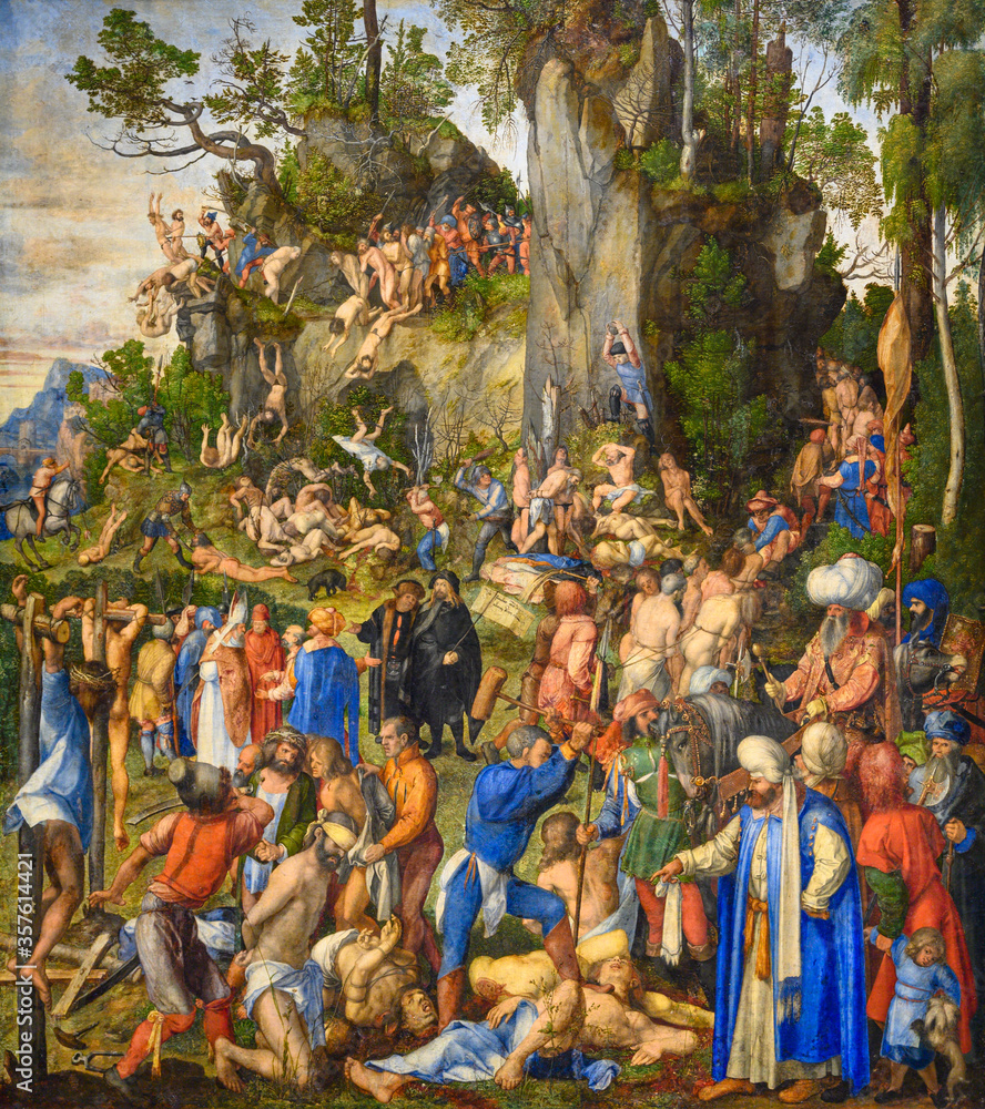 Vienna, Austria. 2019/11/5. The Martyrdom of the Ten Thousand (1508) by Albrecht Dürer (1471 – 1528). Oil on canvas. The Albertina Museum in Vienna.