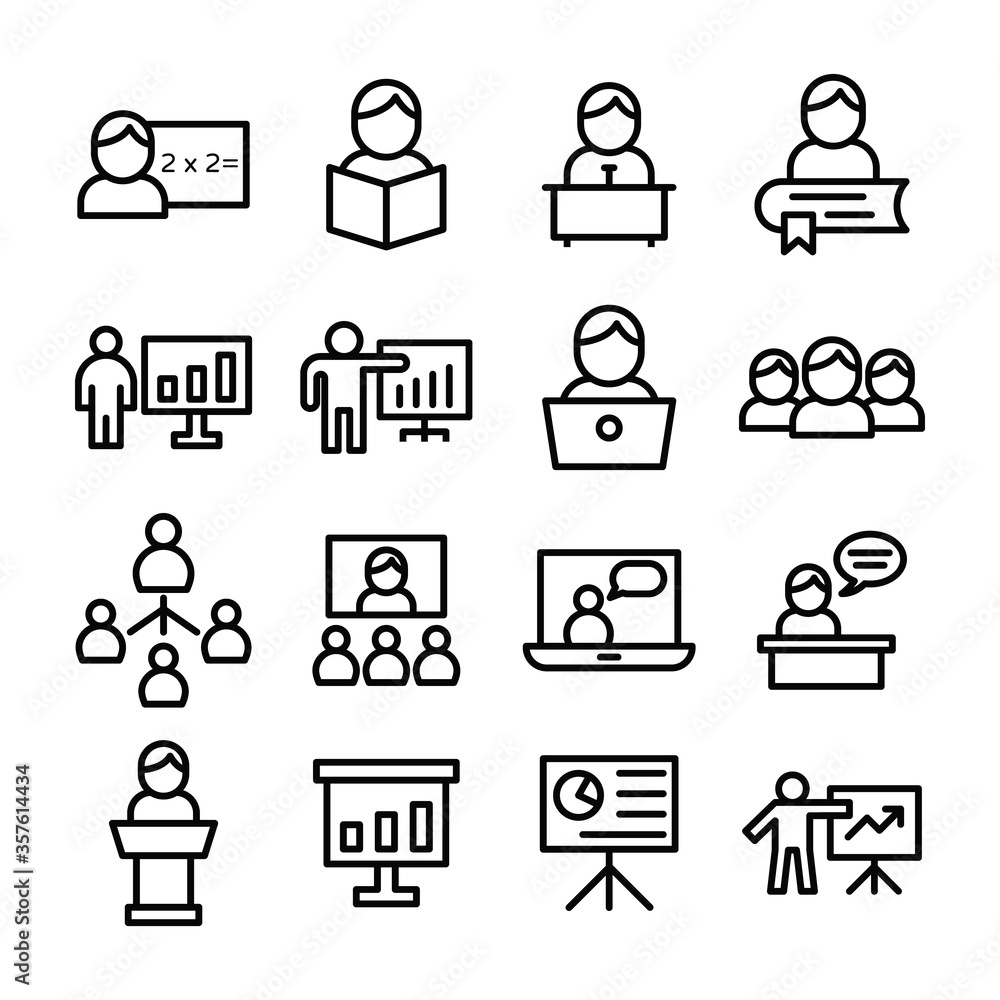 
Educational Training Line Icons Pack 

