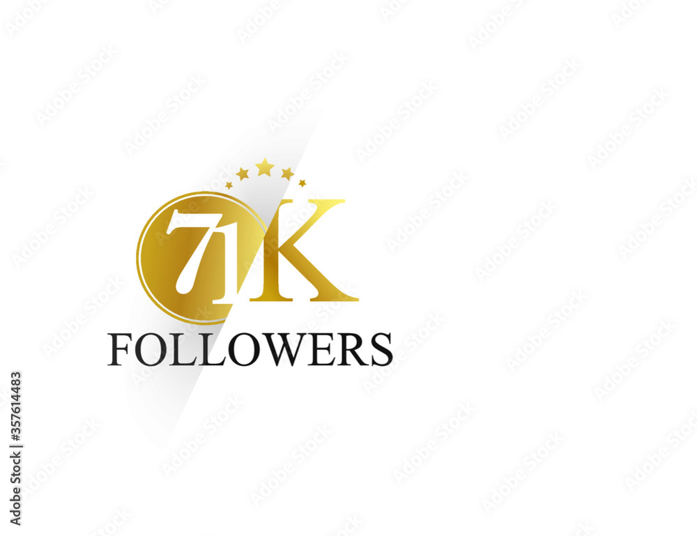 71K, 71.000 Follower Thank you simple design isolated on white background for social media, internet, website - Vector 71K, 71.000 Follower Thank you simple design isolated on white background for social media, internet, website - Vector
