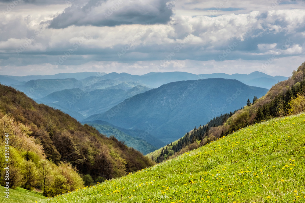 Mountain landscape, Little Fatra, Slovakia, springtime scene
