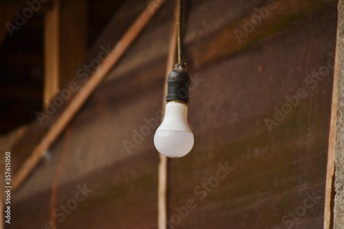 light bulb hanging on a rope